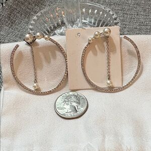 Designer Pearl and Silver Hoop Earrings MAKE ME AN OFFER!